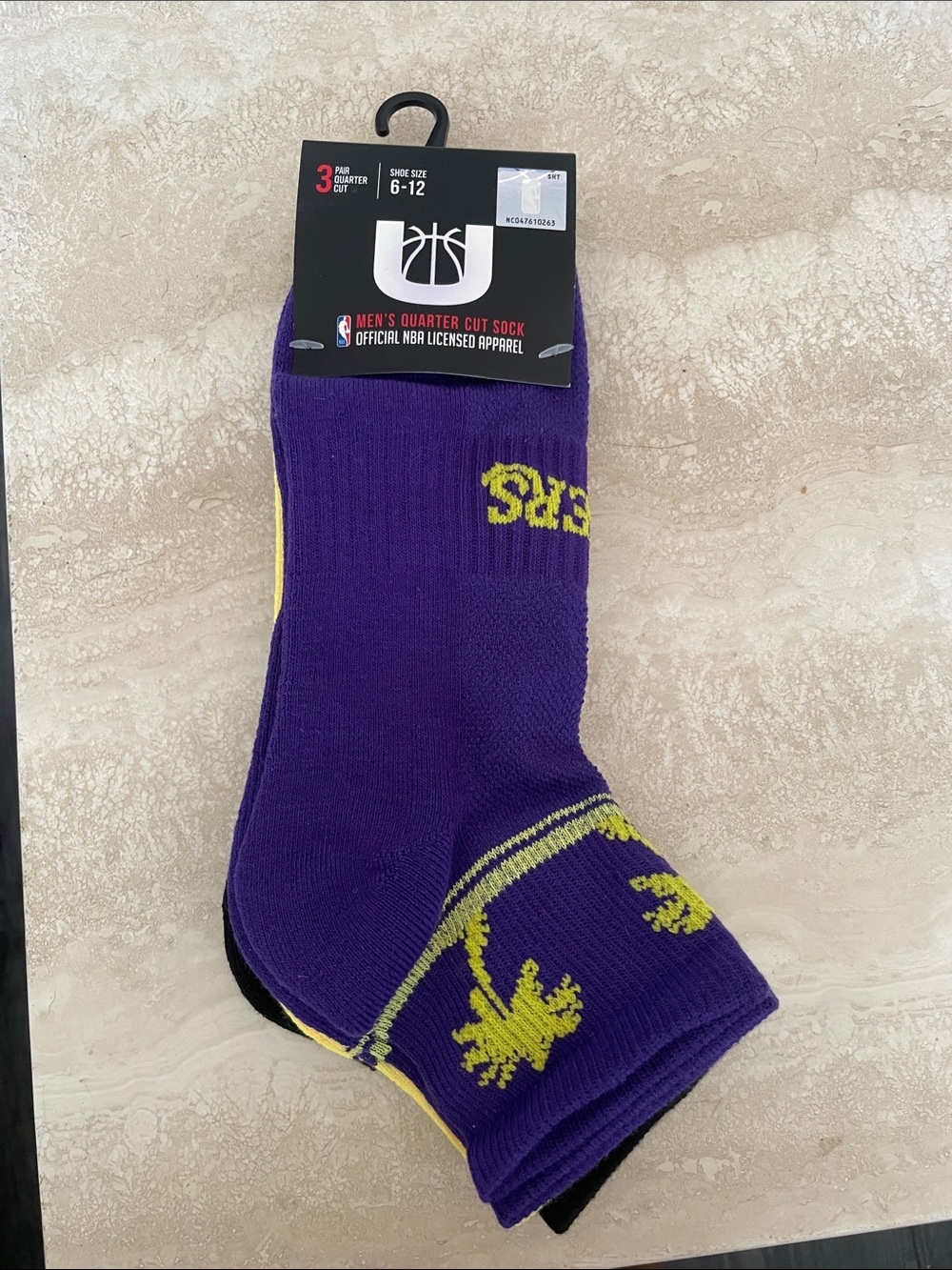 NBA Men's Quarter Crew Athletic Socks - Purple & Yellow